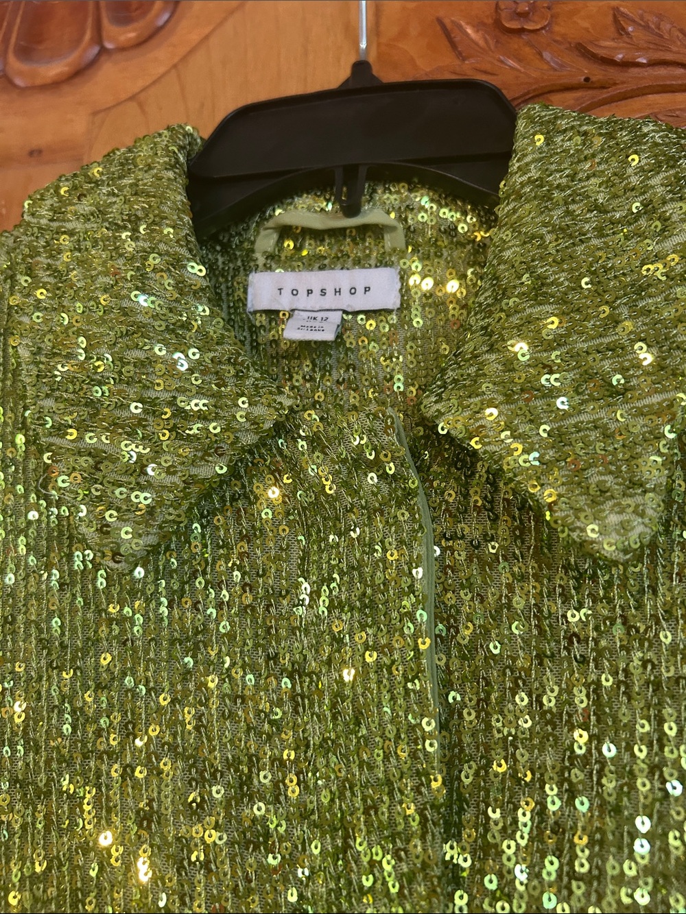 Topshop Lime Green Sequin Shirt Jacket - Picture 4 of 8